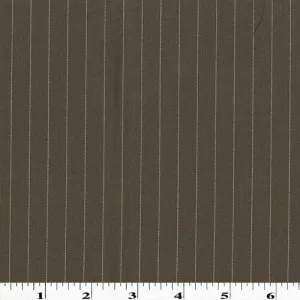 1 YD PC-Cream Taupe Brown/White Wool Blend Pinstripe Shirting Fabric