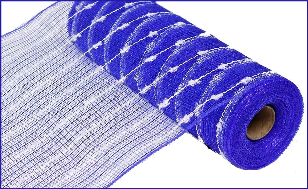 10.5" Snowball Poly Metallic Foil Mesh Royal Blue White RY820065