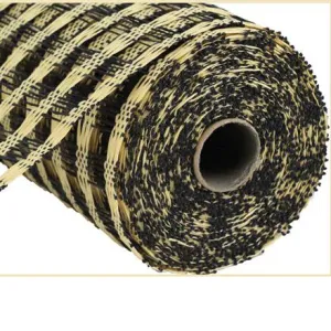 10" Beige Black Poly Burlap Check Mesh RP8121F8