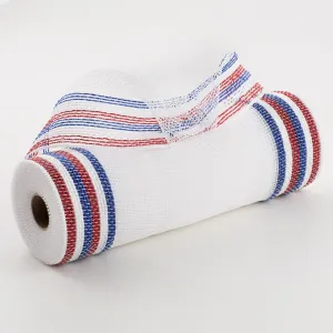 10" Border Stripe Mesh: White, Red, Blue