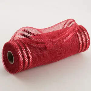 10" Border Stripe Metallic Mesh: Red