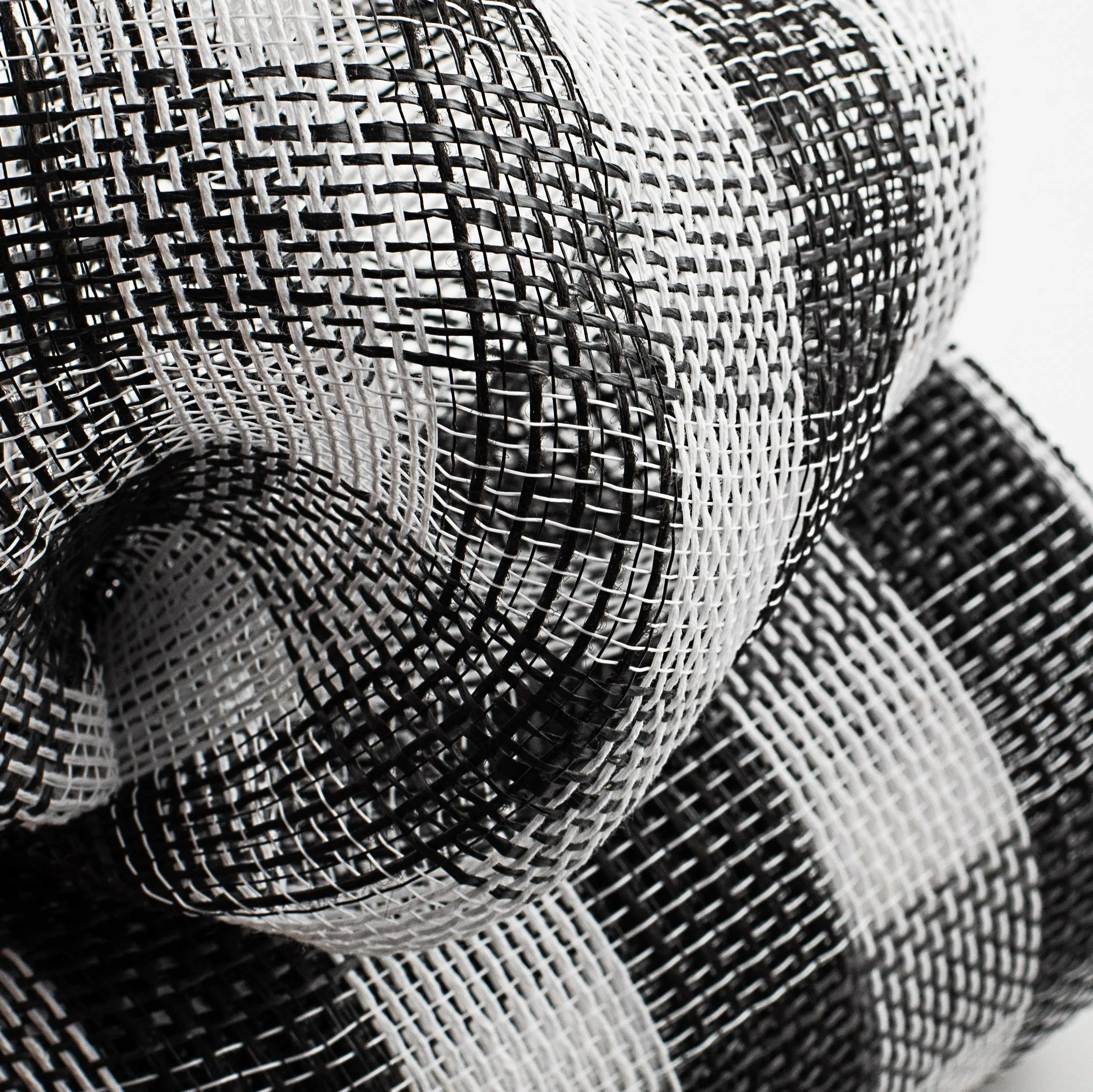 10" Cotton Check Deco Mesh: Black & White