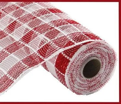 10" Deco Poly Mesh: Metallic Check Red/White