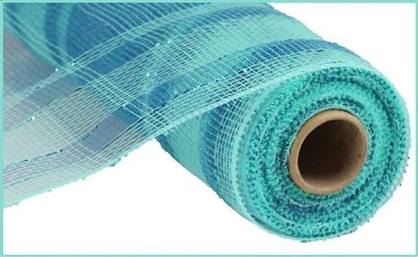 10" Deco Poly Mesh: Metallic Plaid Aqua/Turq