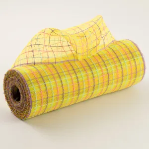 10" Fabric Fine Weave Check Mesh: Yellow with Lavender, Pink & Mint