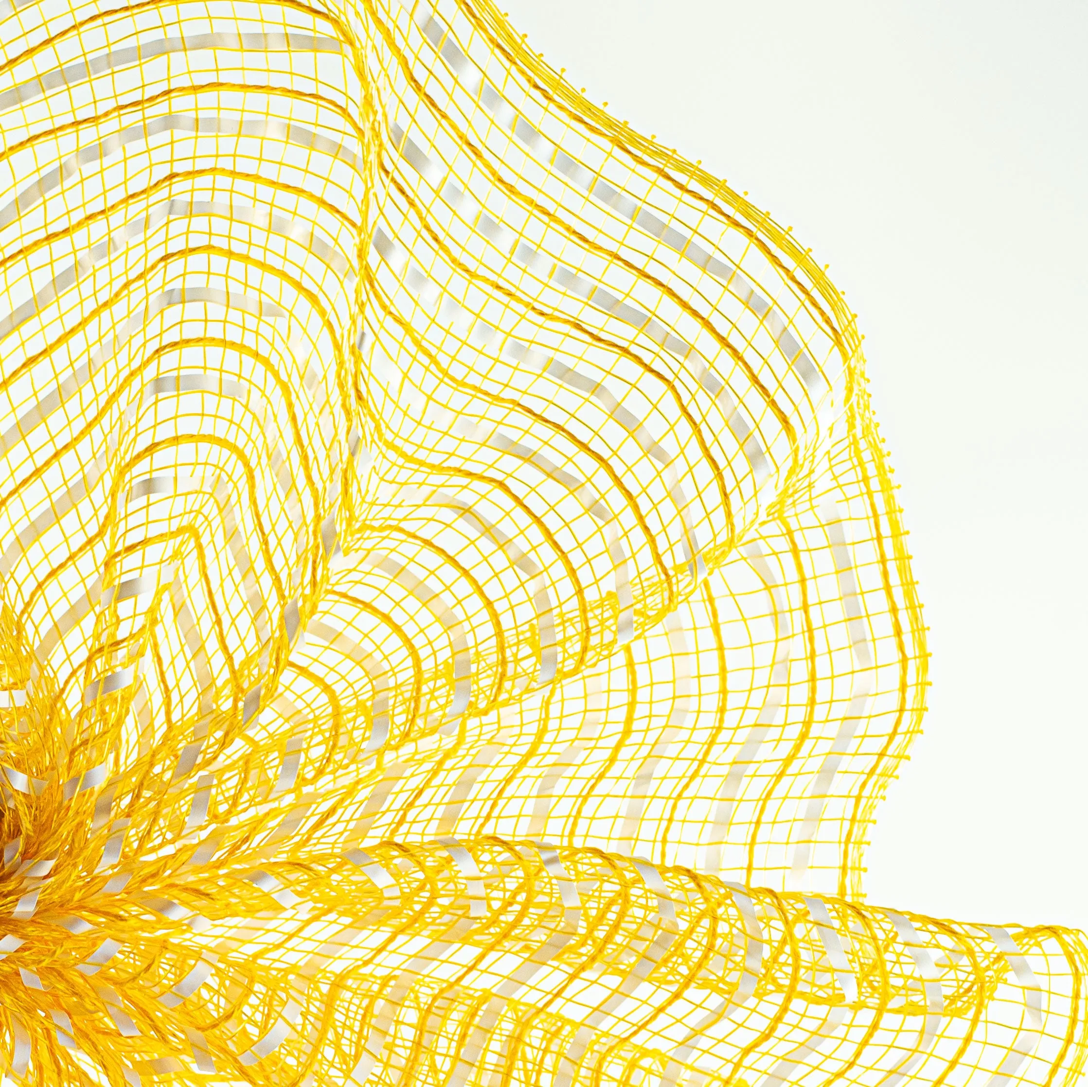 10" Fabric Stripe Mesh: Sunflower & White