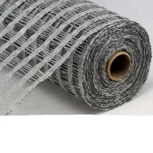 10" Grey Poly Burlap Check Mesh RP812810