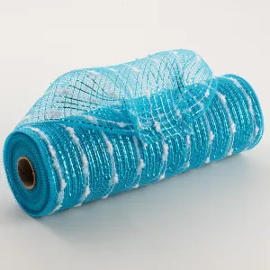 10" Metallic Snowball Deco Mesh: Turquoise & White (10 Yards)