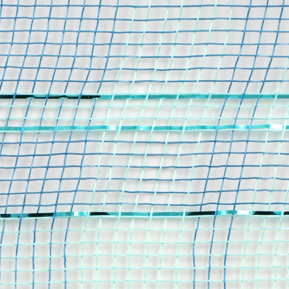 10" Plaid Metallic Mesh: Aqua Blue & Turquoise