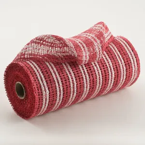 10" Poly Burlap Double Stripe Mesh: Red & White