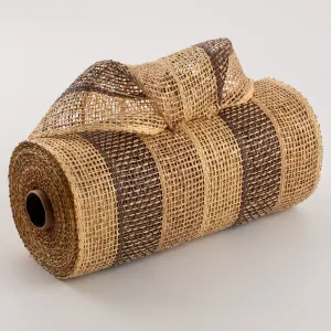 10" Poly Burlap Stripe Mesh: Buff, Chocolate, Beige