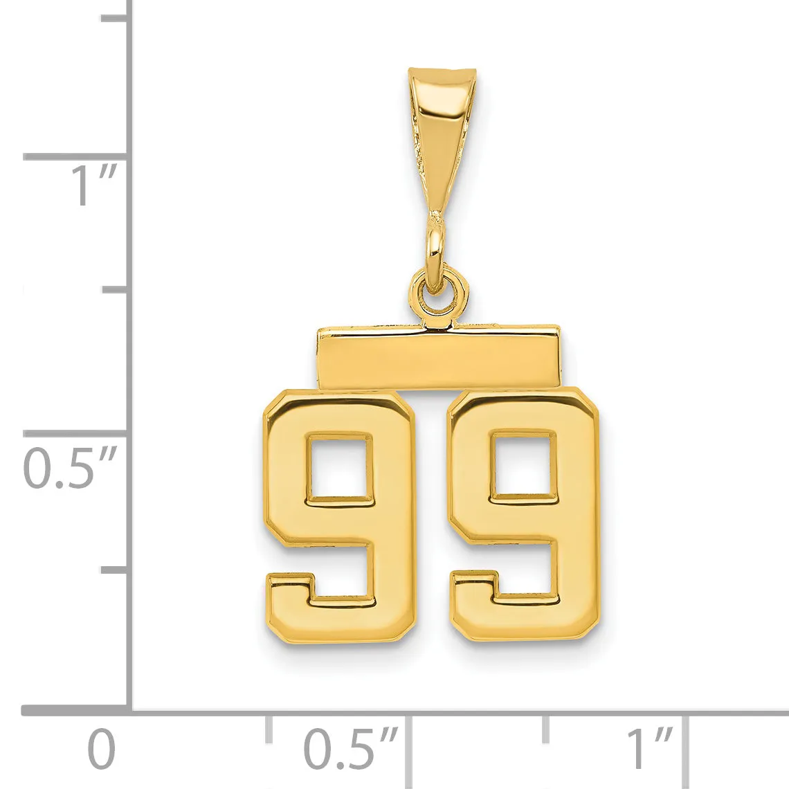 14k yellow gold small polished number 99 charm