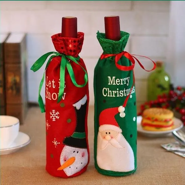 2-Pack: Christmas Decorations Red Wine Bag