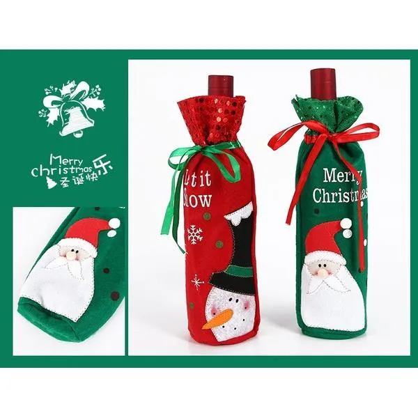 2-Pack: Christmas Decorations Red Wine Bag