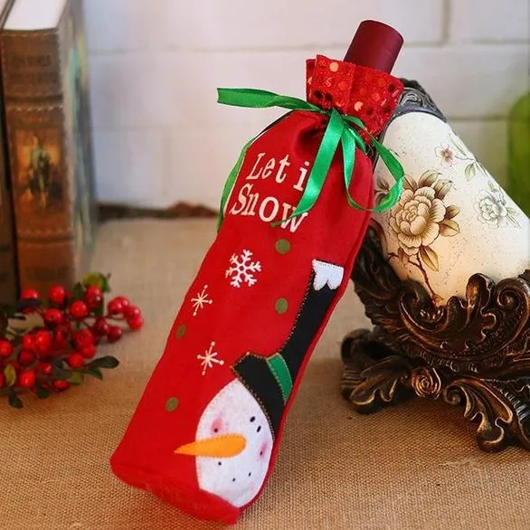 2-Pack: Christmas Decorations Red Wine Bag