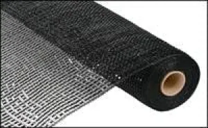 21" Deco Poly Mesh: Wide Metallic Foil Black