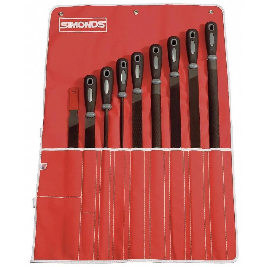 78761810 Simonds File Set, 10" Bastard Round and Half Round, 9 Pcs.