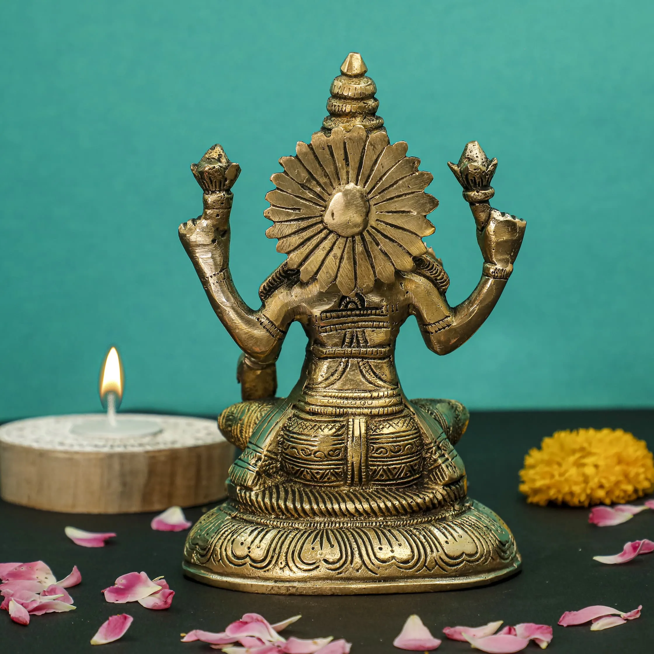 8 Inches Lakshmi Ganesh Brass Idol  - Pooja Statue for Home - Festive Decor