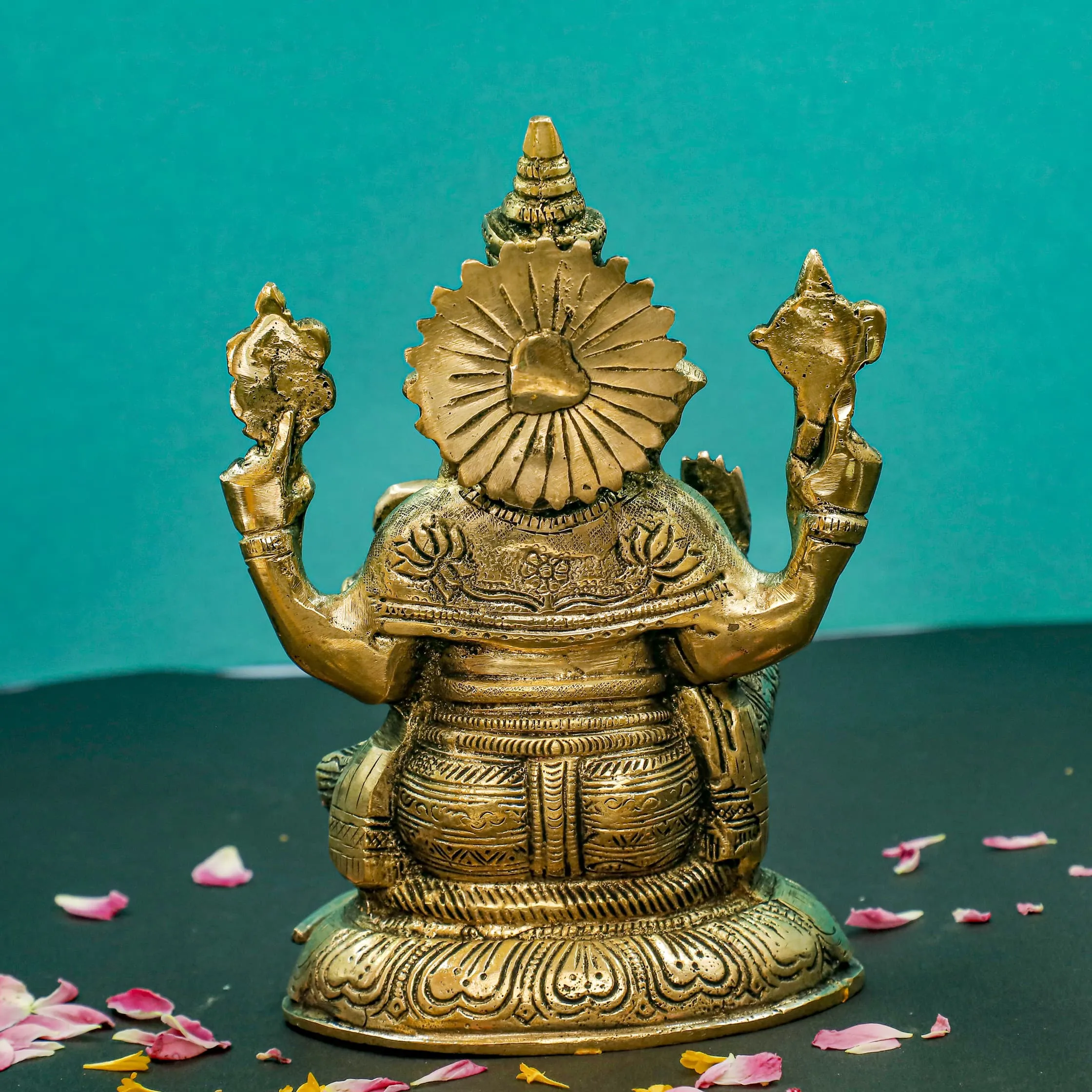 8 Inches Lakshmi Ganesh Brass Idol  - Pooja Statue for Home - Festive Decor