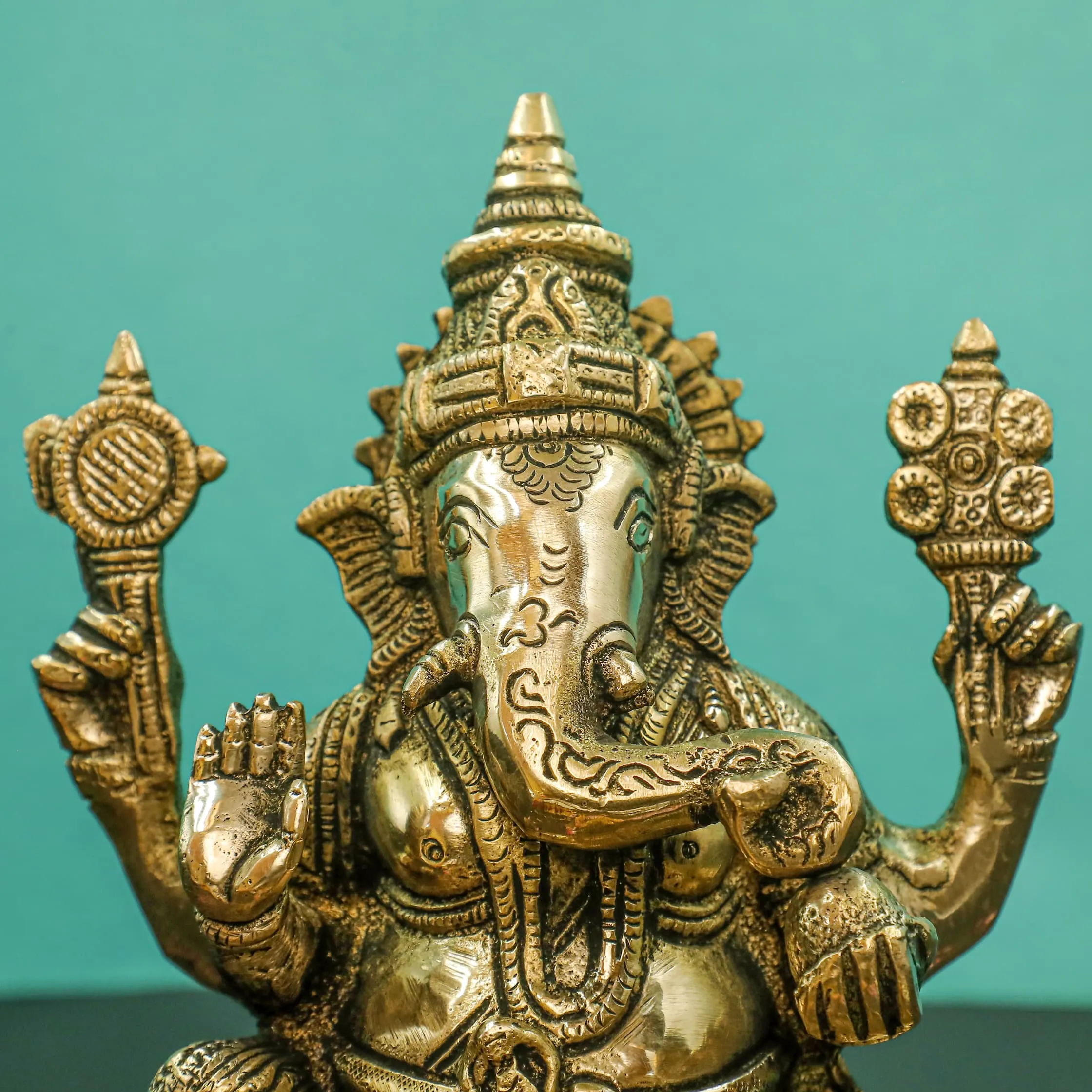 8 Inches Lakshmi Ganesh Brass Idol  - Pooja Statue for Home - Festive Decor