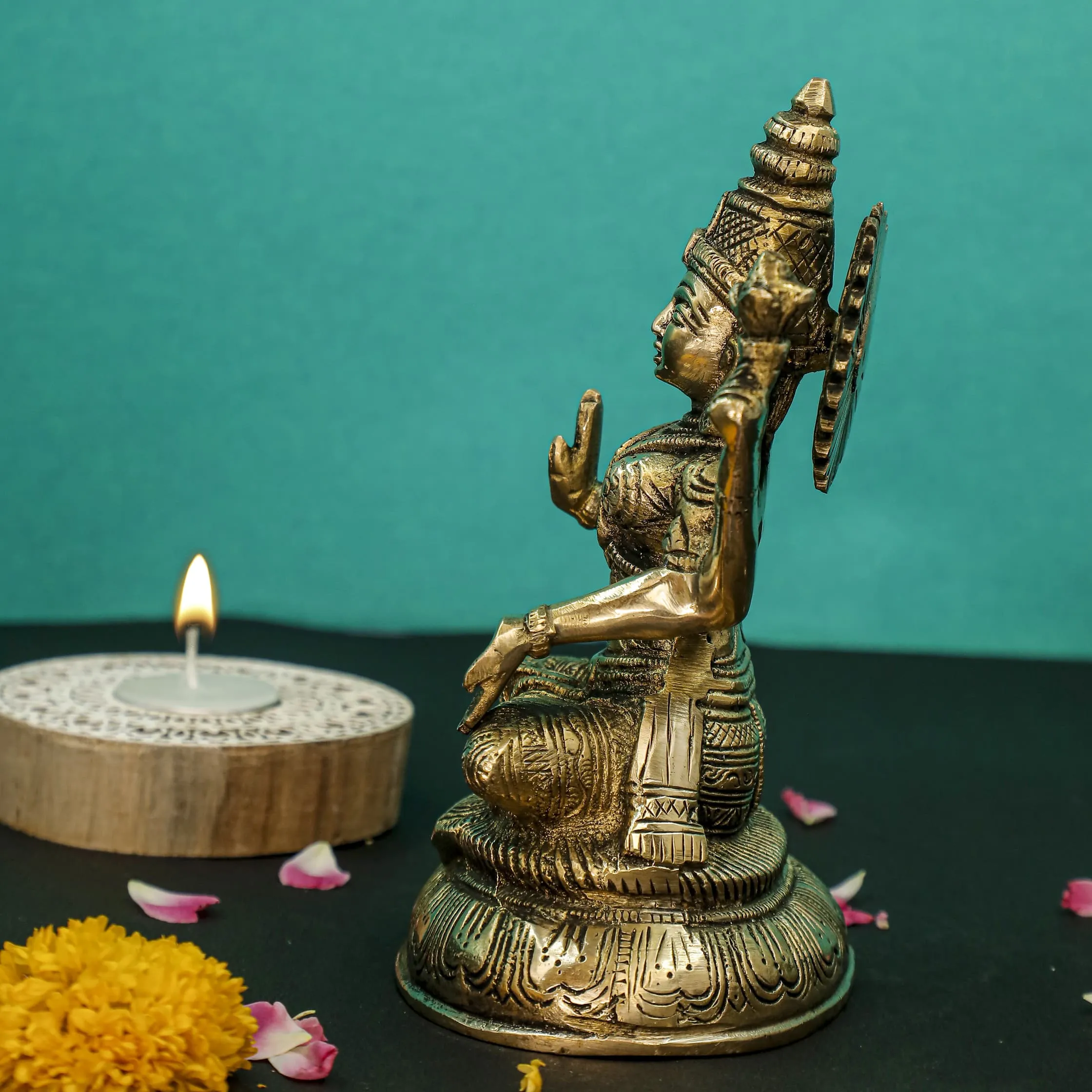 8 Inches Lakshmi Ganesh Brass Idol  - Pooja Statue for Home - Festive Decor