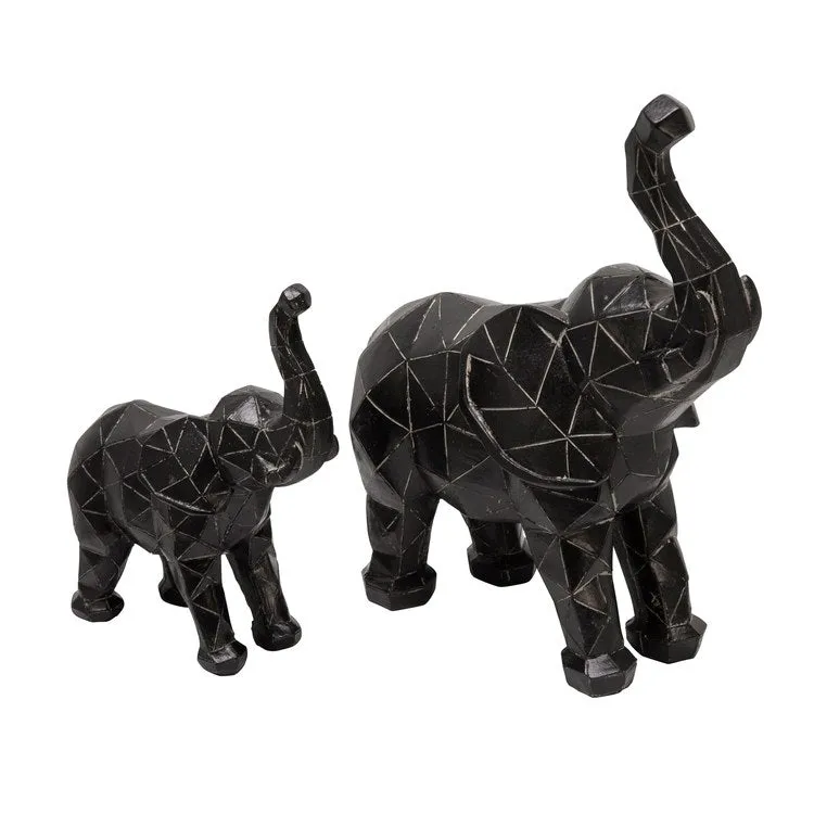 8" Polyresin Elephant Figurine - Black