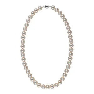 9.0-9.5 mm 18 Inch AAA White Silver Rose Tone Akoya Pearl Necklace