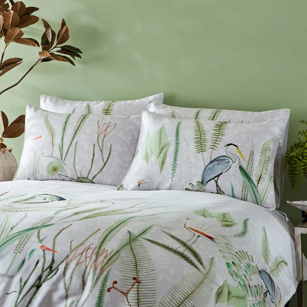 Aaliyah Botanical 100% Cotton Duvet Cover Set White/Sage