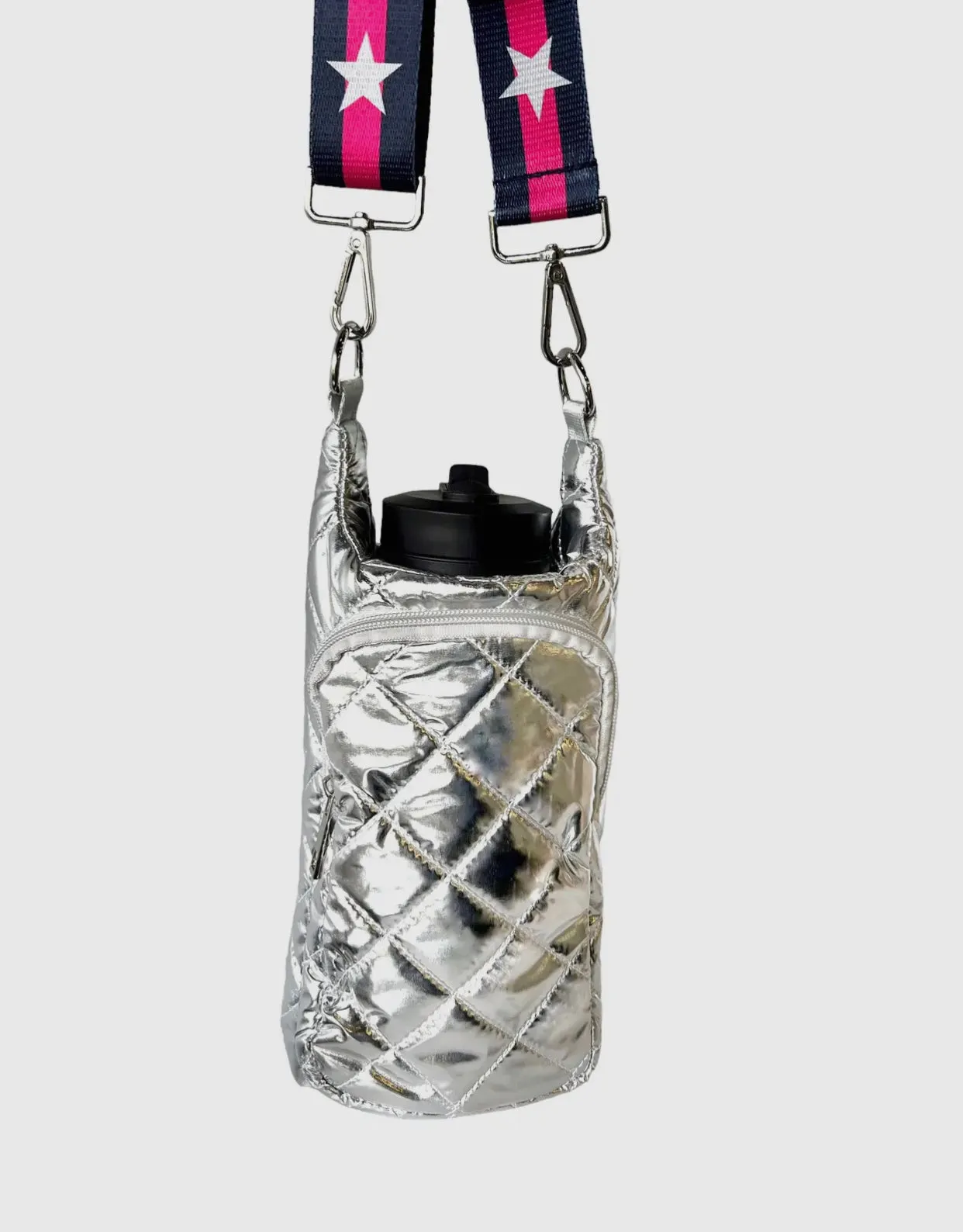 Accessories/Gifts - Silver Water Bottle Bag Crossbody Hydro Puffer Tote