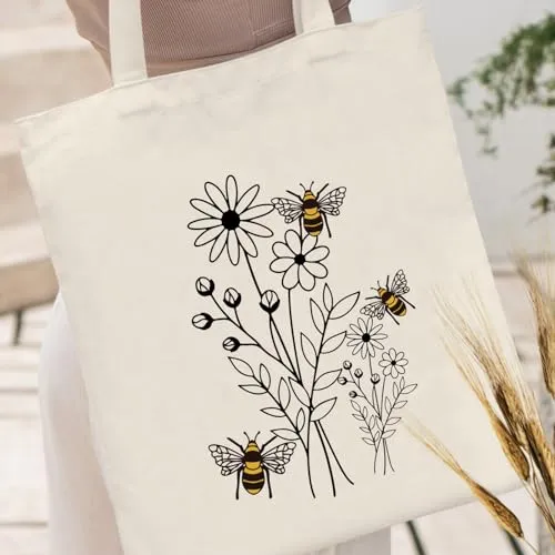 Andeiltech Canvas Tote Bag Aesthetic Cute Vintage Tote Bags Book Shoulder bag Gifts Reusable Grocery Bags for Women