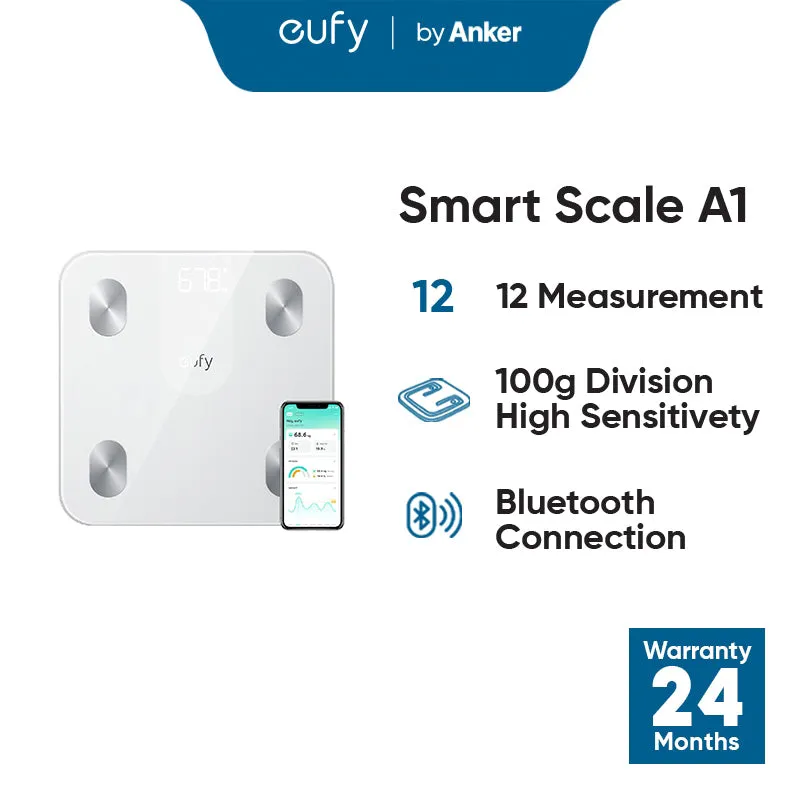 Anker T9120 eufy Smart Scale A1 | Compact Digital Bathroom Scale with 12 Measurements | Anker Smart Scale A1 | T9120