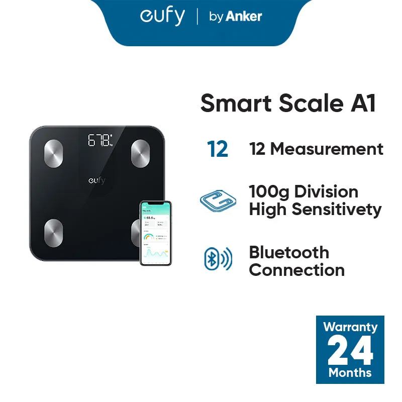 Anker T9120 eufy Smart Scale A1 | Compact Digital Bathroom Scale with 12 Measurements | Anker Smart Scale A1 | T9120