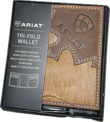 Ariat Brown Calf Hair Men's Trifold Wallet