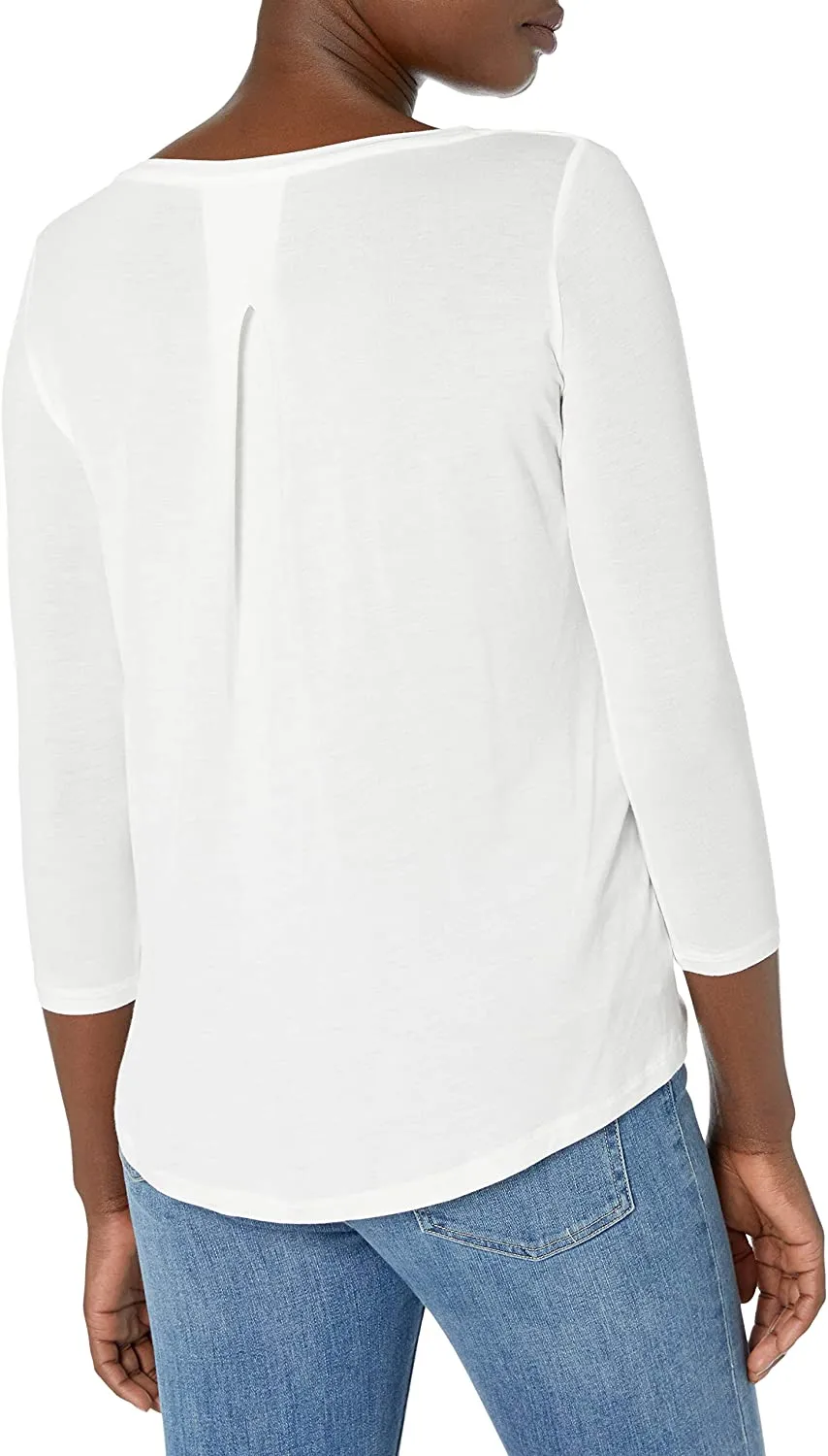 Back Pleat 3/4 Sleeve Crew Tee - More Colors Available