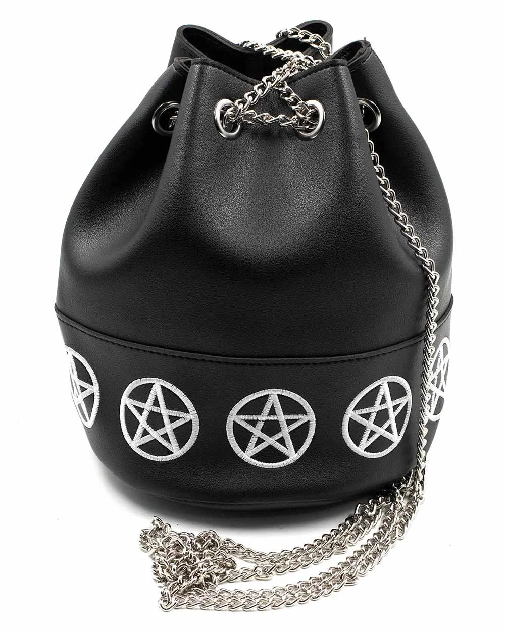 Bag - Bucket Bag W/ Pentagrams Black Sv