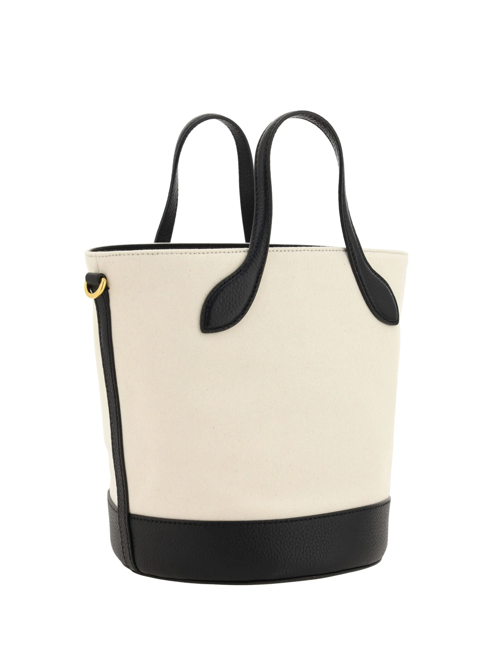 Bally White and Black Leather Bucket Bag