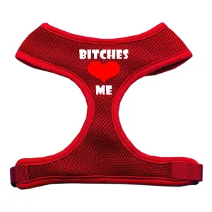 Bitches Love Me Soft Mesh Harnesses Red Large