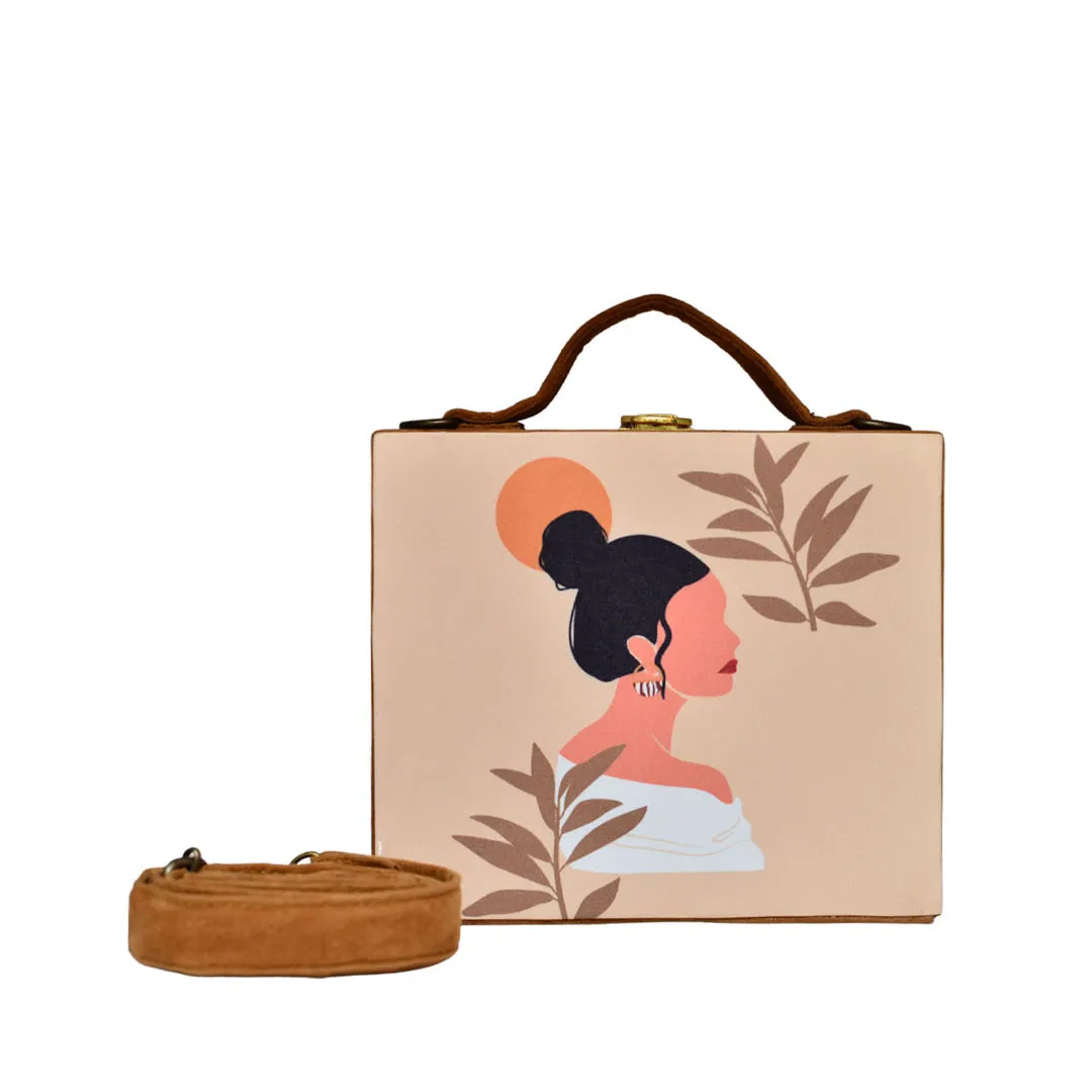 Black Bun Woman Printed Suitcase Style