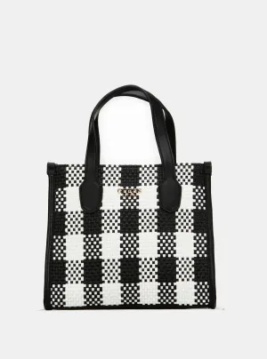 Black White Silvana Mini Tote Bag