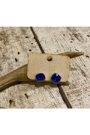 Blue post earrings