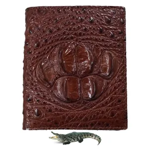 Brown Alligator Skin Bifold Vertical Wallet For Men | Handmade Crocodile Leather Wallet RFID Blocking | VL5614