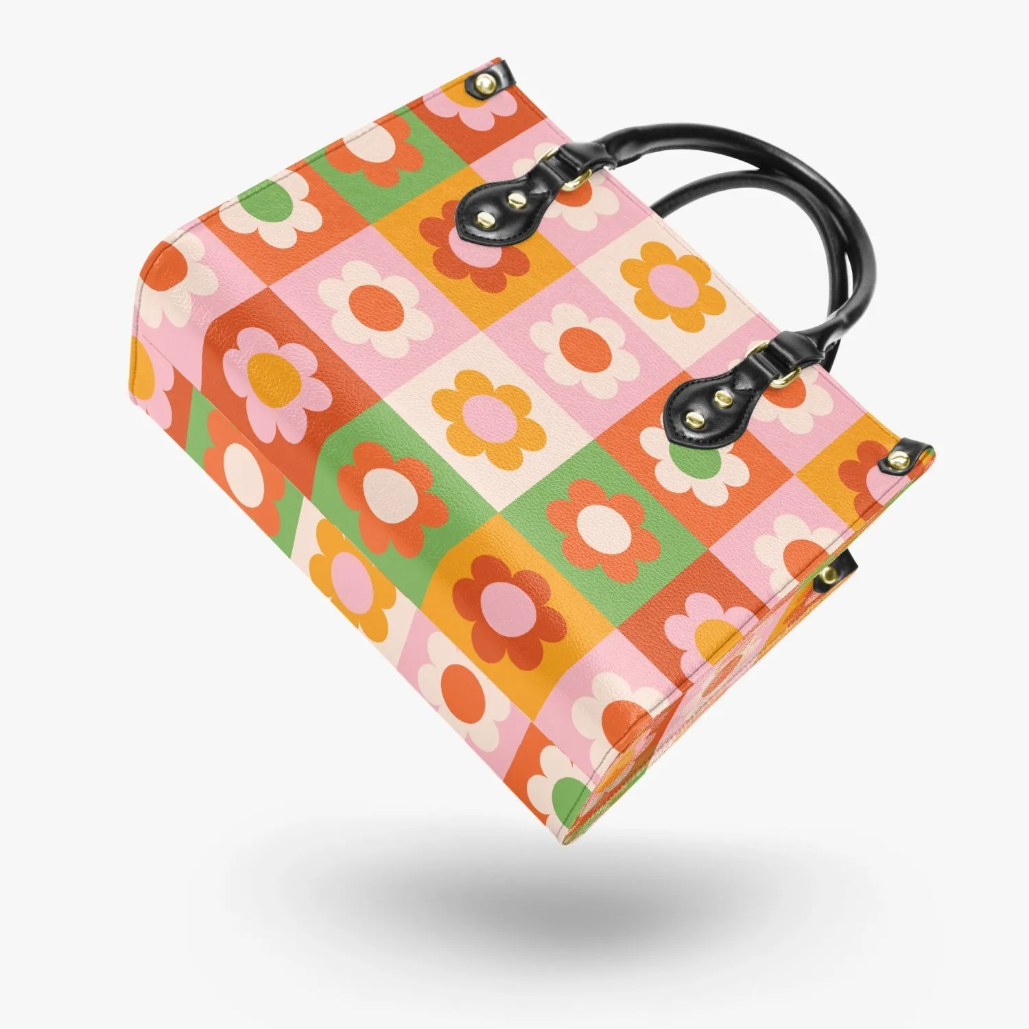 Checker Board flower Tote Bag