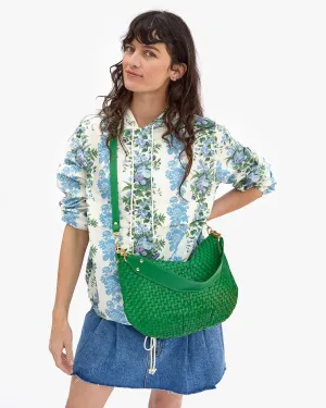 Clare V Moyen Messenger Woven Checker, Grass Green