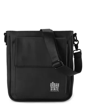 Coated Dry League Flap Crossbody Bag - Black