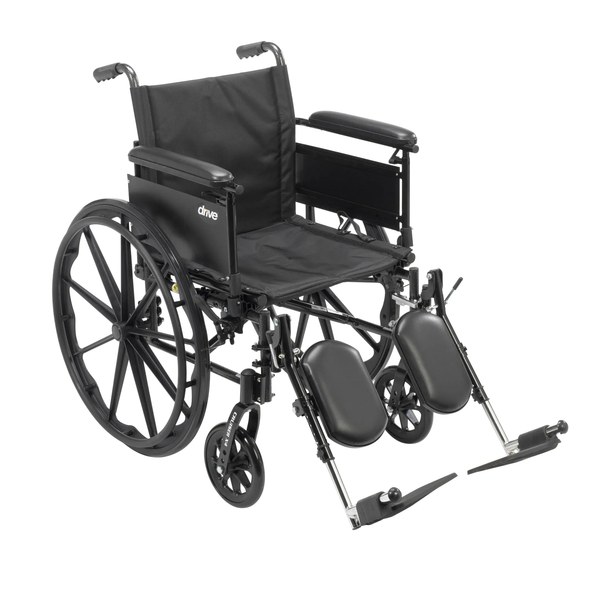 Cruiser X4 Lightweight Dual Axle Wheelchair with Adjustable Detachable Arms, Full Arms, Elevating Leg Rests, 18" Seat