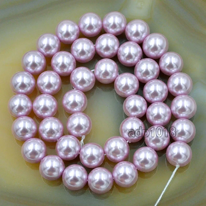 Czech Light Purple Satin Luster Glass Pearl Round Beads on a 15.5" Strand