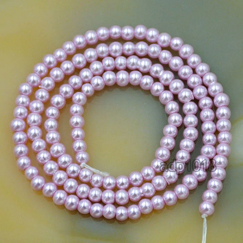 Czech Light Purple Satin Luster Glass Pearl Round Beads on a 15.5" Strand