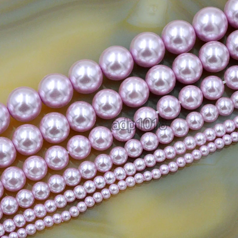 Czech Light Purple Satin Luster Glass Pearl Round Beads on a 15.5" Strand