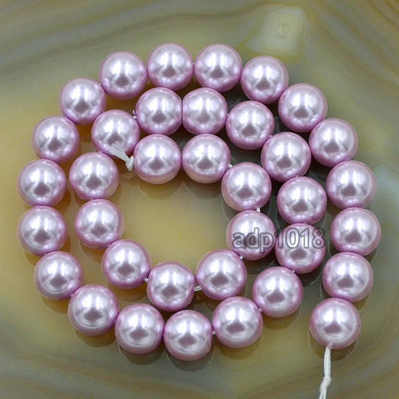 Czech Light Purple Satin Luster Glass Pearl Round Beads on a 15.5" Strand