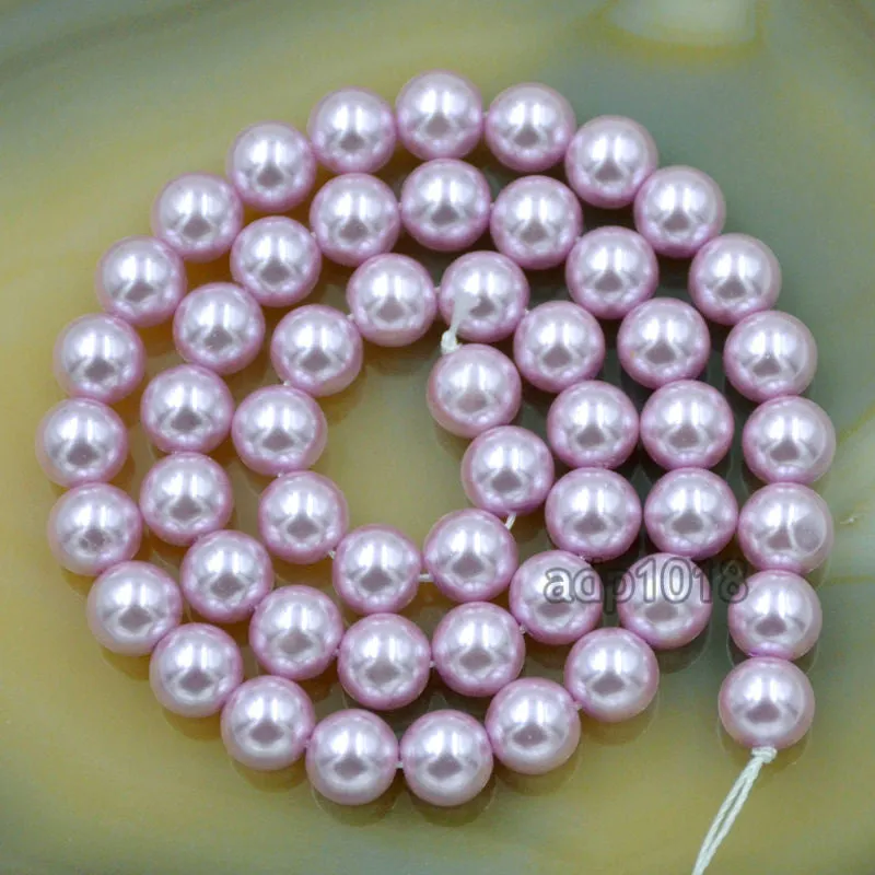 Czech Light Purple Satin Luster Glass Pearl Round Beads on a 15.5" Strand